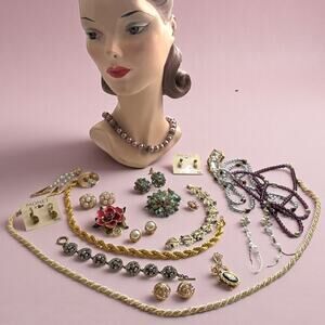 Vintage Coro Trifari Monet Limoge Sarah Cov Napier Avon Wearable Jewelry Lot